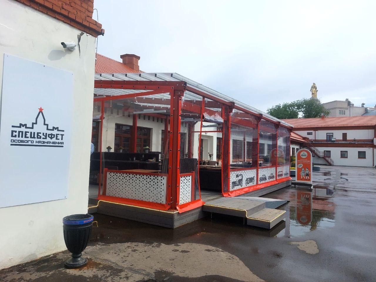ПВХ шторы для летней террасы кафе в городе Ермолино